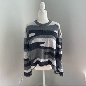 Grey Patchwork Camo Sweater